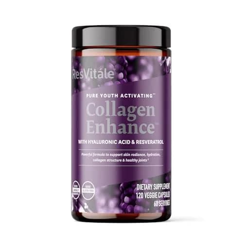 ResVitale Collagen Enhance, 120 Capsules | Supports Skin & Joints, Vegetarian Formula, Hyaluronic Acid & Resveratrol thumbnail 1