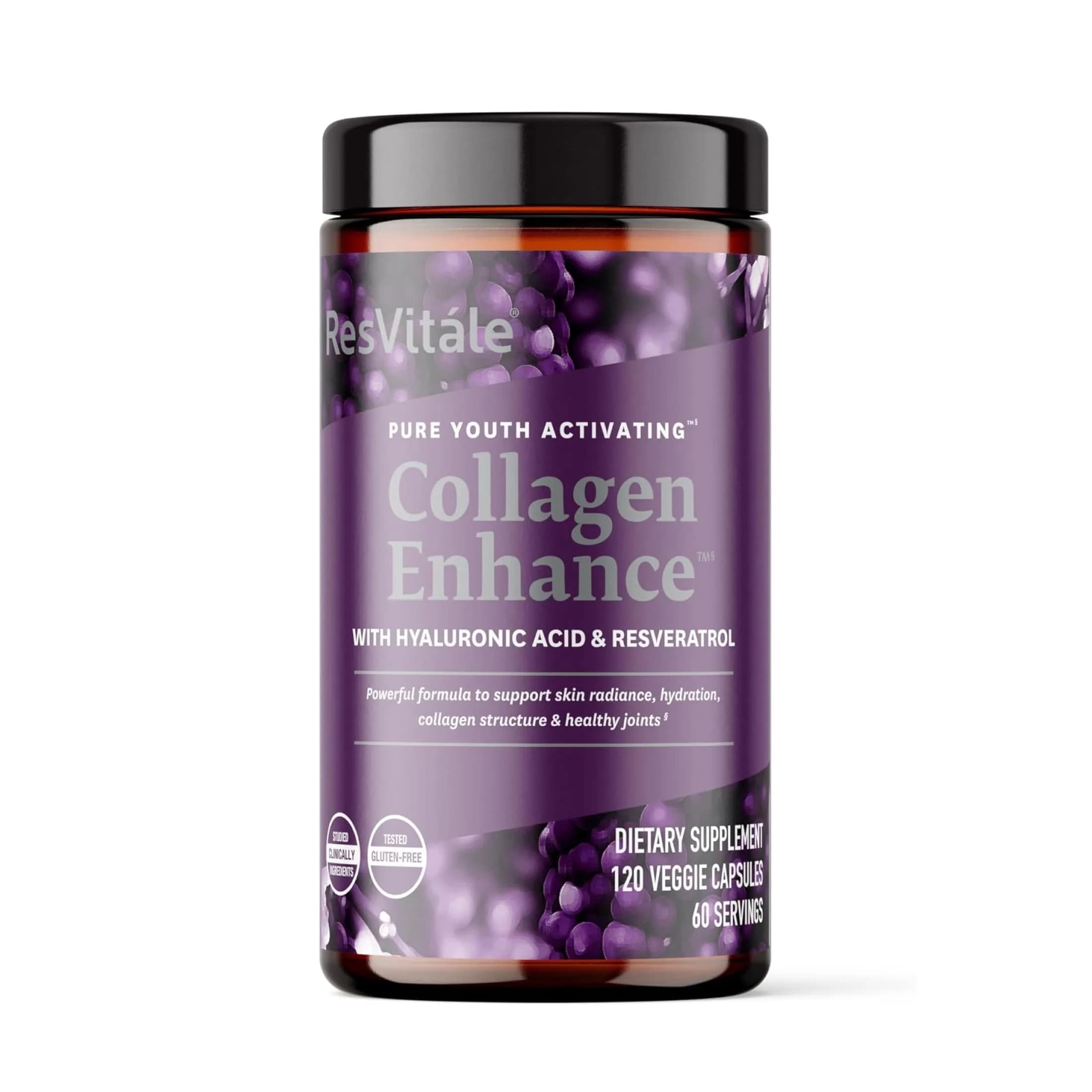 ResVitale Collagen Enhance, 120 Capsules | Supports Skin & Joints, Vegetarian Formula, Hyaluronic Acid & Resveratrol — Capsule