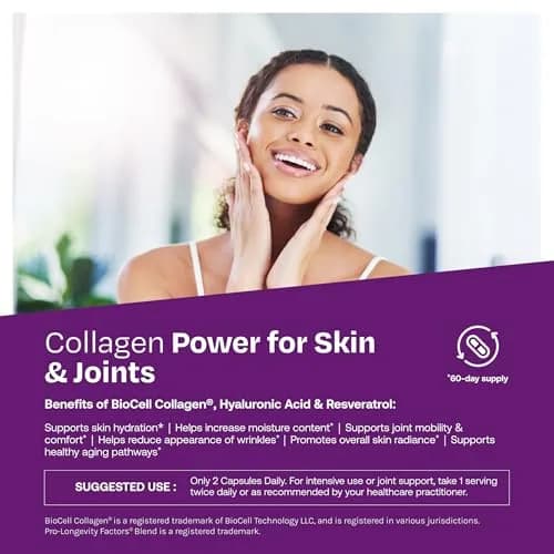 ResVitale Collagen Enhance, 120 Capsules | Supports Skin & Joints, Vegetarian Formula, Hyaluronic Acid & Resveratrol thumbnail 4