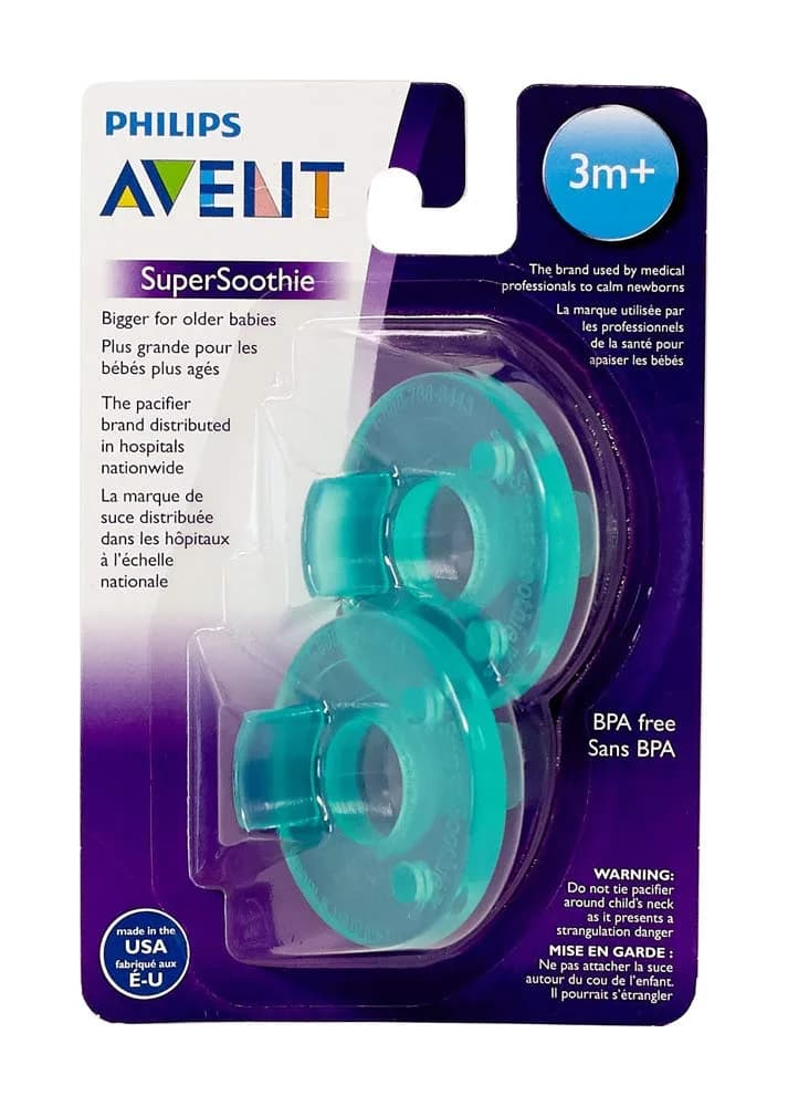 Philips Avent Super Soothie Pacifier 2 Pack Green | Hospital-Grade BPA-Free Silicone for 3+ Months — Green