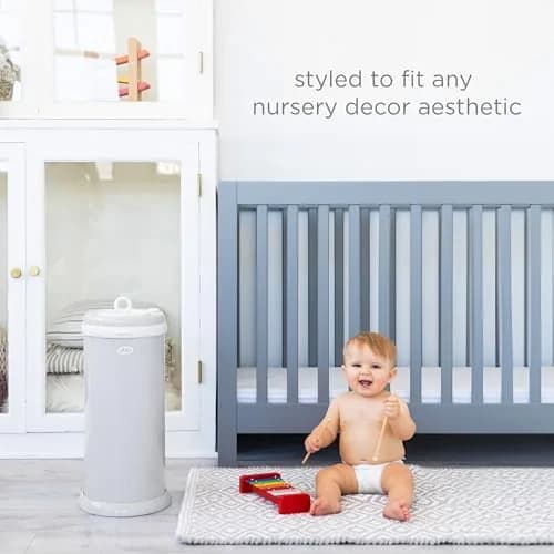 Ubbi Stainless Steel Diaper Pail Gray | Odor-Locking, No Special Bags, Childproof Lock thumbnail 8