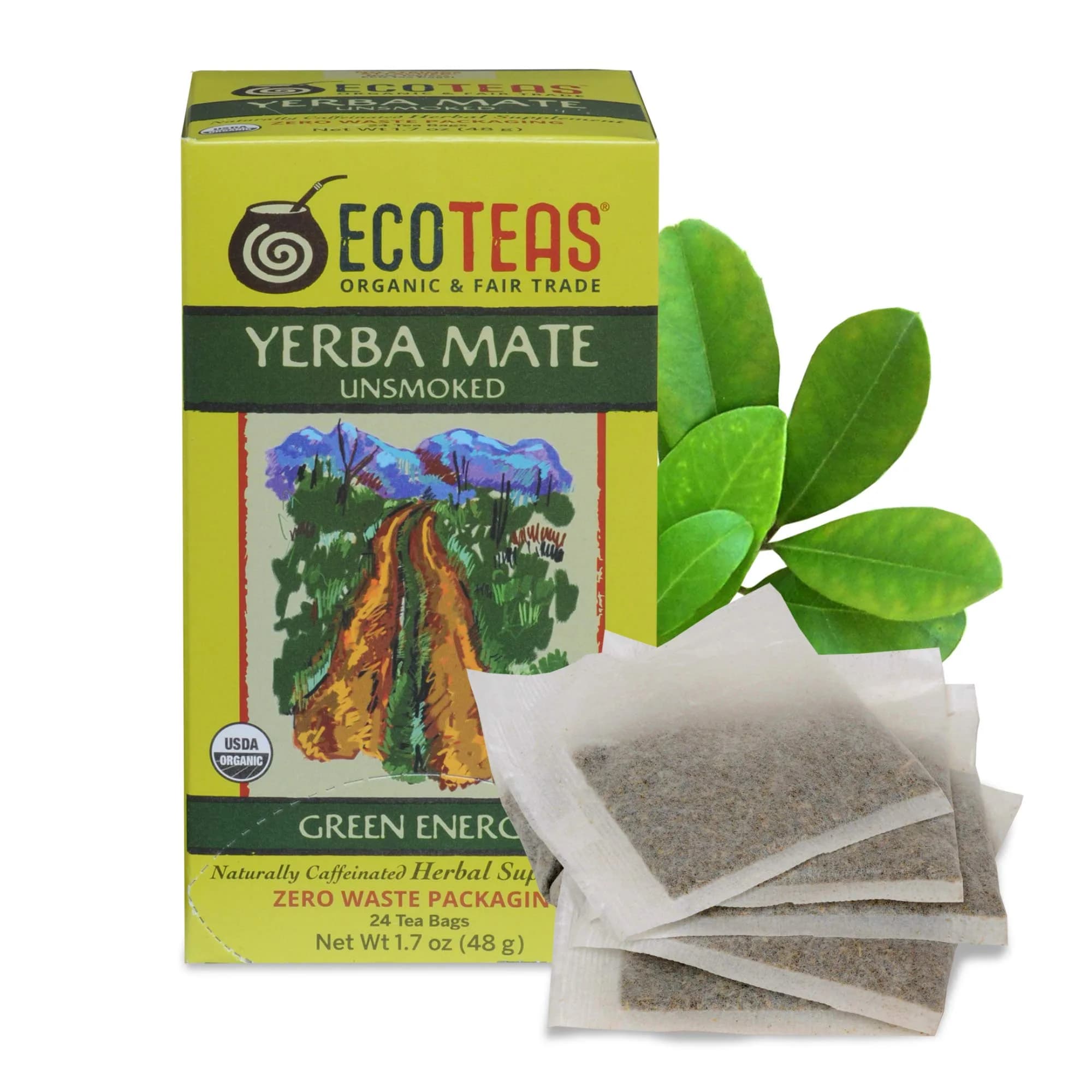 ECOTEAS Organic Unsmoked Yerba Mate Tea 24 Bags | Natural Energy & Metabolism Support — Yerba Mate