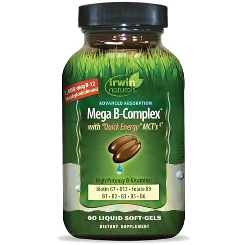 Irwin Naturals Mega B-Complex Vitamin B Complex | 60 Softgels for Daily Energy & Metabolism Support thumbnail 1