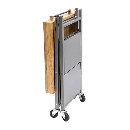 Origami Foldable Kitchen Island Cart, Silver | 25.3L x 19.8W x 36.2H inches | Supports 200 lbs thumbnail 7