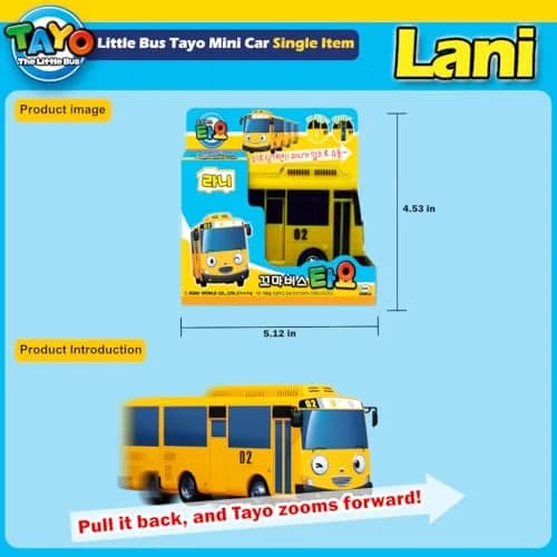 Tayo the Little Bus Lani Pull-back Toy | Compact, Safe & Engaging for Kids thumbnail 3