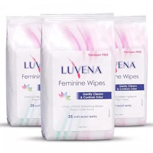 LUVENA Feminine Hygiene Wipes for Women, 75 Count (25 Count x 3 Pouches) | pH-Balanced, Dermatologist Tested thumbnail 1