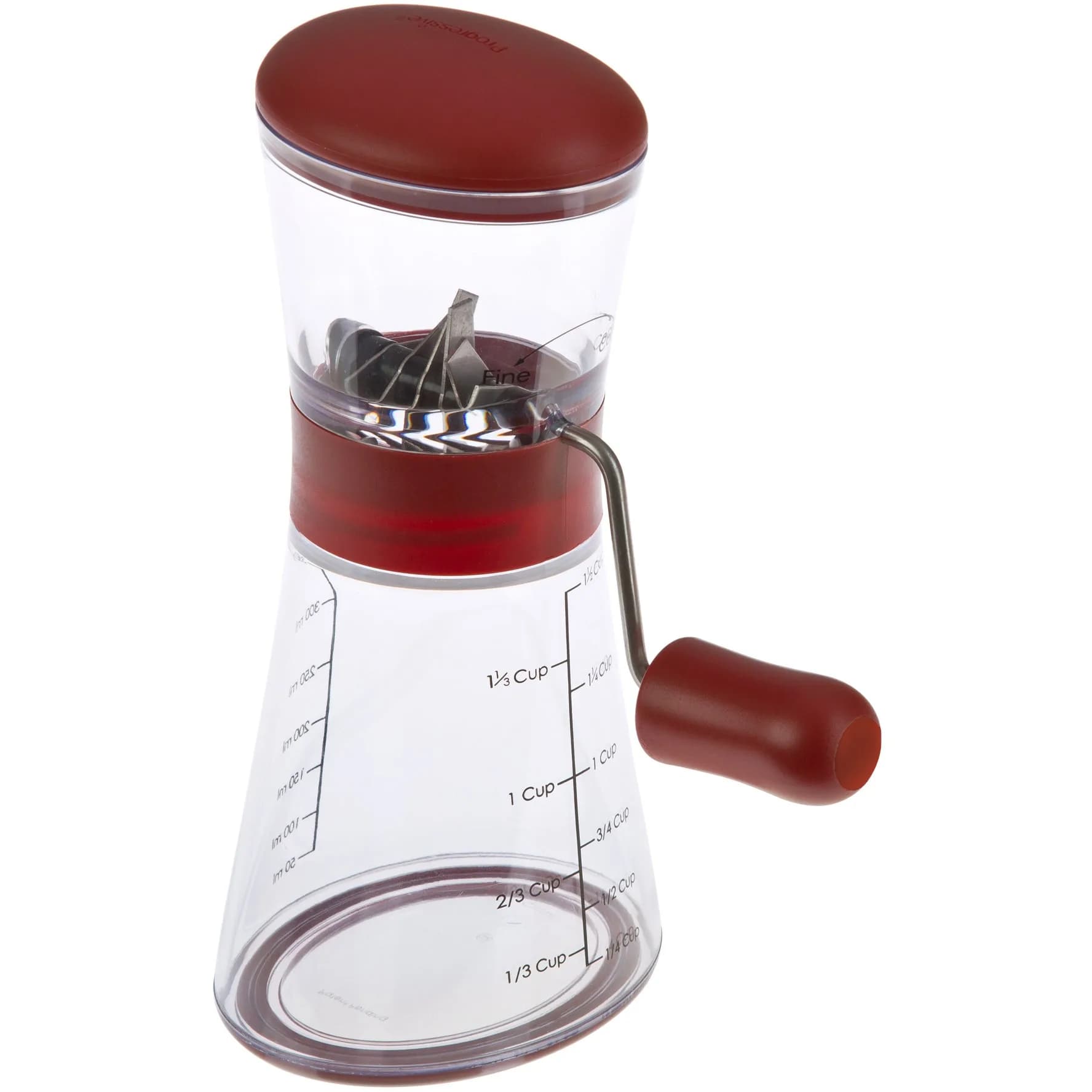 Prepworks by Progressive Nut Chopper with Non-Skid Base, Red | Patented Design with Fine-to-Course Grinding Options & Clear Measurements (1 Unit) - main product image