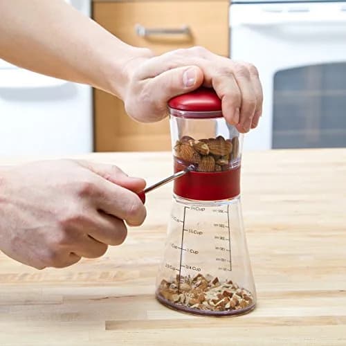 Prepworks by Progressive Nut Chopper with Non-Skid Base, Red | Patented Design with Fine-to-Course Grinding Options & Clear Measurements (1 Unit) thumbnail 3
