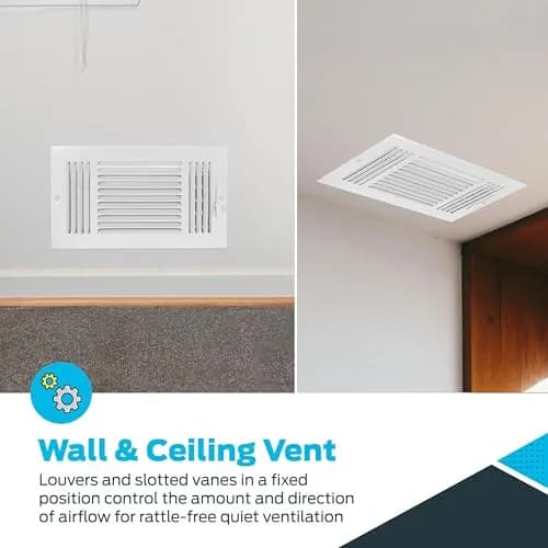 EZ-FLO 12 x 6 Inch White Steel HVAC Vent Cover for Wall or Ceiling | 3-Way Air Deflection thumbnail 6