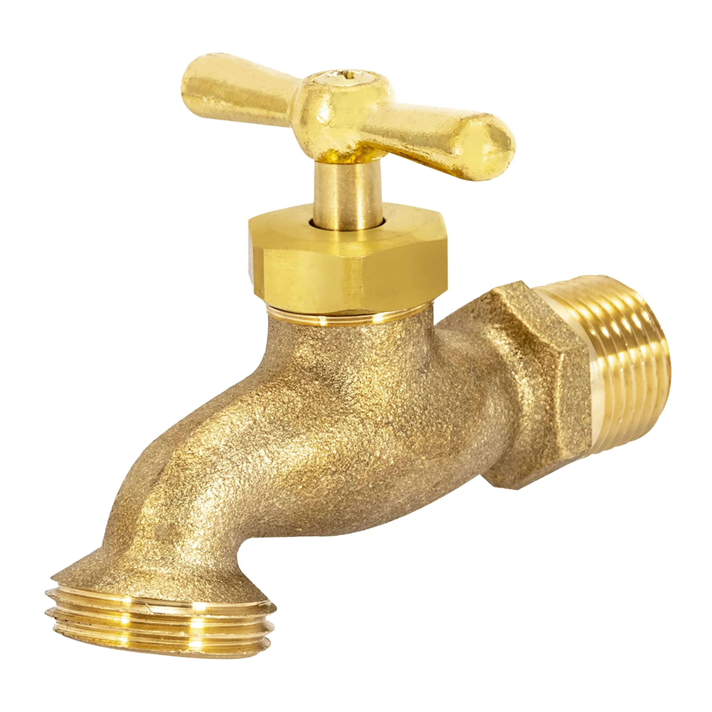 Eastman Irrigation Hose Bibb Brass Garden Valve 1/2 Inch MIP x 1/2 Inch MHT | Durable Brass Outdoor Spigot