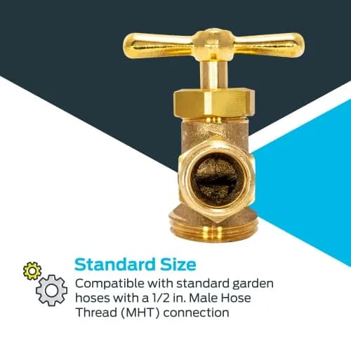 Eastman Irrigation Hose Bibb Brass Garden Valve 1/2 Inch MIP x 1/2 Inch MHT | Durable Brass Outdoor Spigot thumbnail 4