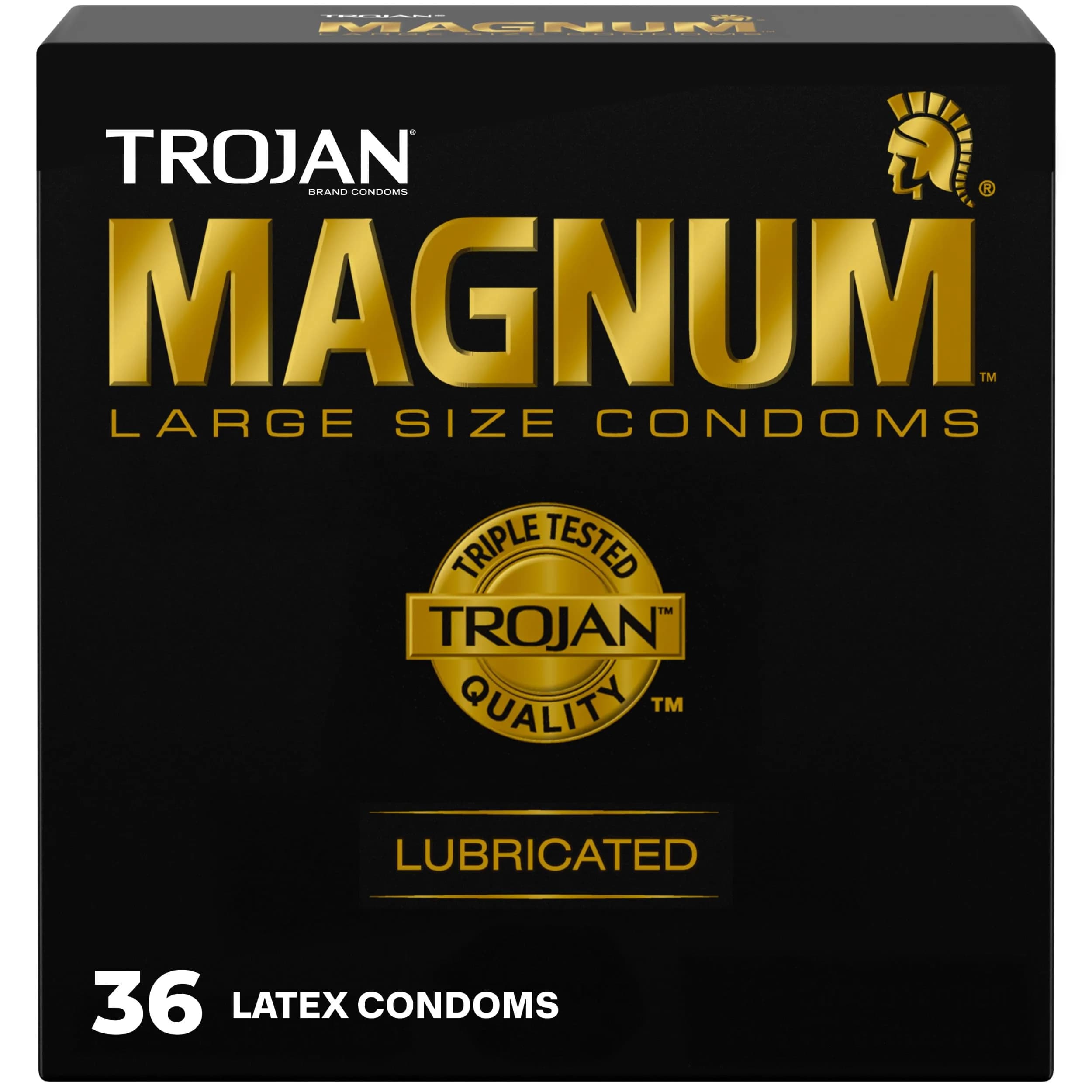 TROJAN Magnum Lubricated Large Condoms 36 Count Pack | Contoured Shape for Comfort & Secure Fit - main product image