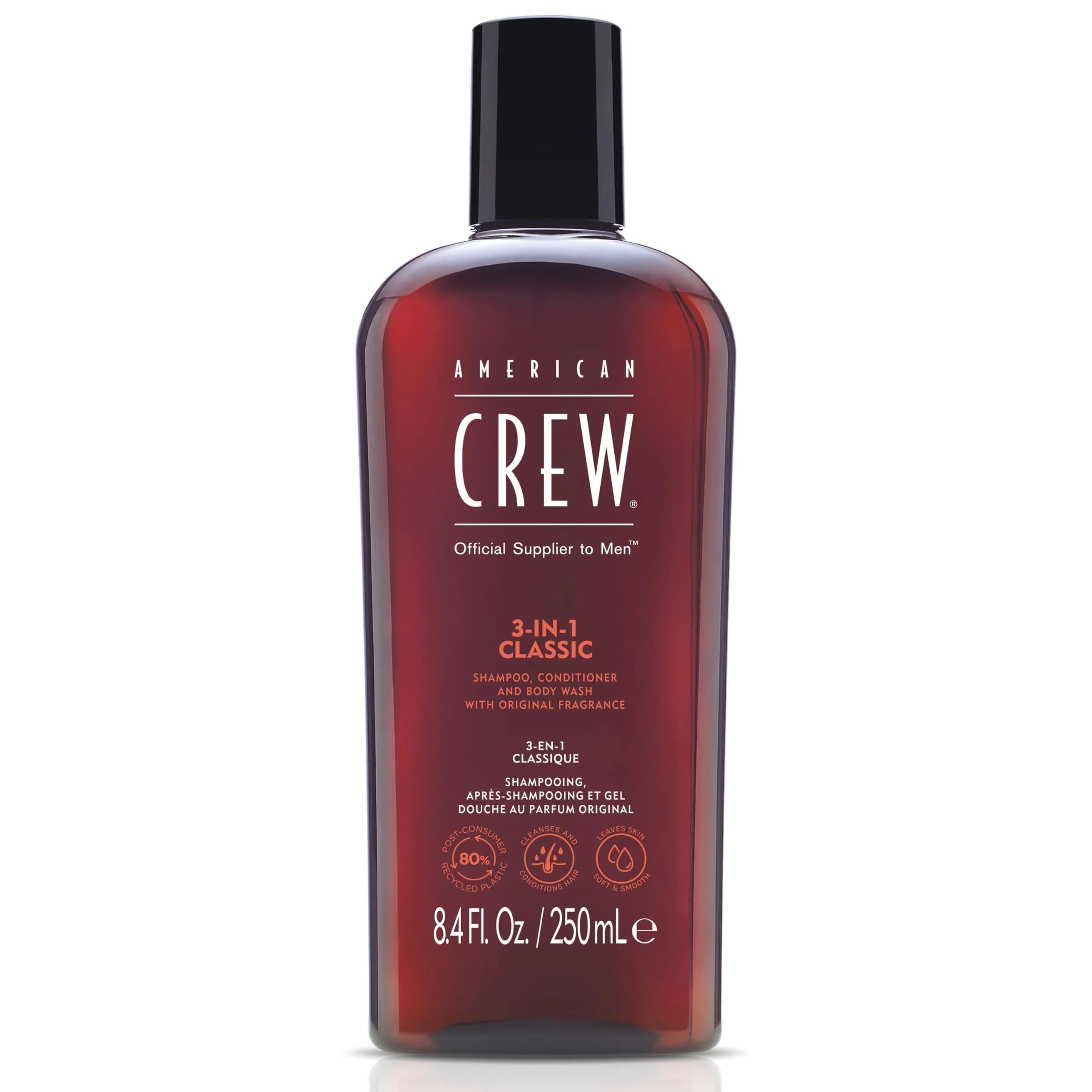 American Crew 3-in-1 Shampoo, Conditioner & Body Wash 250ml (8.4 fl oz) | Classic Scent for Men - main product image