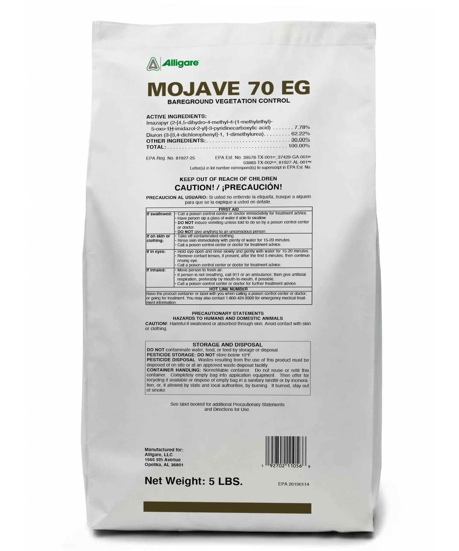 ALLIGARE Mojave 70EG Weed Killer for Grasses, Weeds & Vines | Long-Lasting Residual Bareground Control (70-120c) — 80 Ounce