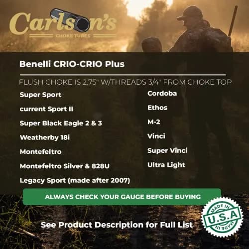 Carlson's Choke Tubes 12 Gauge Compatible for Benelli Crio Plus 3.2L X 9.3W X 19.5H cm | Made in USA thumbnail 2