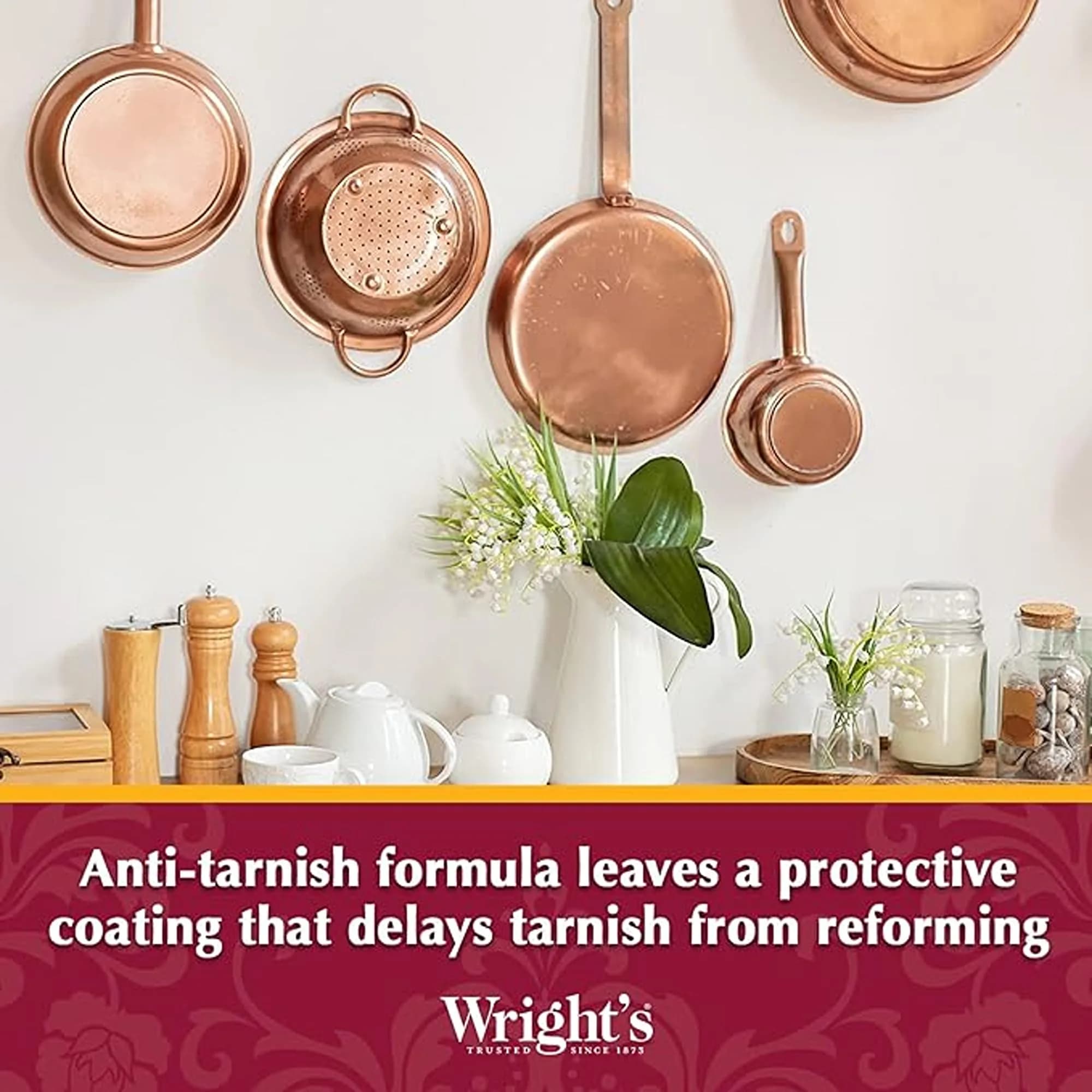 Wright's Copper, Brass Cream Cleaner 236ml (8 Fl Oz) | Gently Cleans and Removes Tarnish Without Scratching - view 3