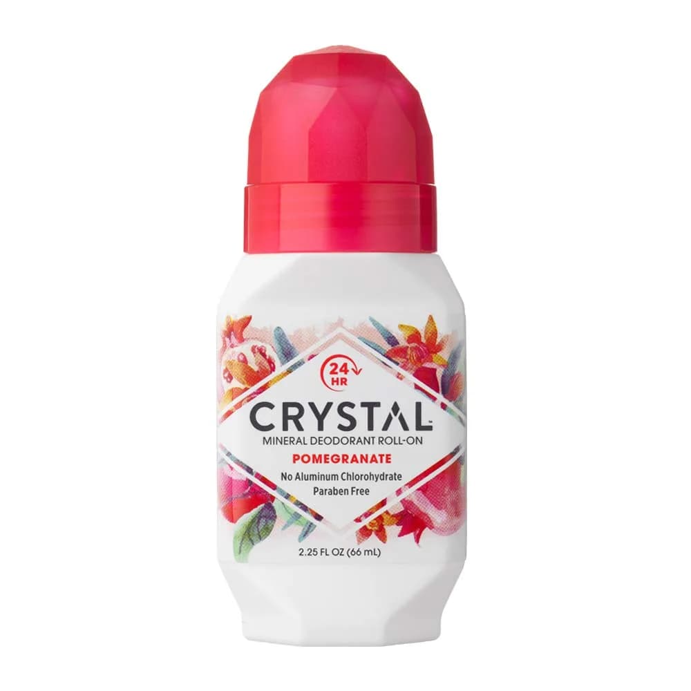 Crystal Mineral Deodorant Roll-On, Pomegranate | 24h Odor Protection, Vegan & Aluminum-Free