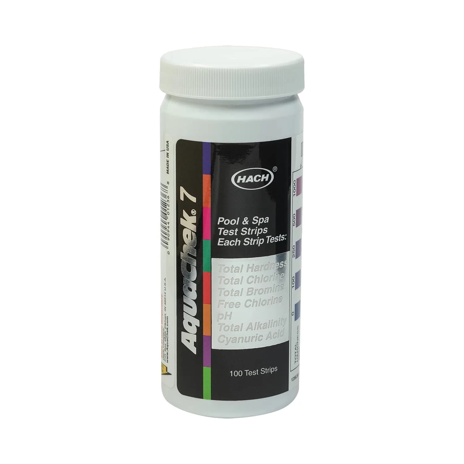 AquaChek 7-Way Pool and Spa Test Strips - 100 Count | Tests pH, Chlorine, Bromine, Alkalinity, Hardness, Cyanuric Acid