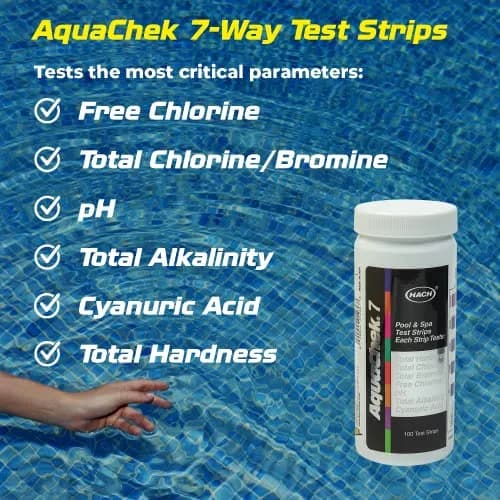AquaChek 7-Way Pool and Spa Test Strips - 100 Count | Tests pH, Chlorine, Bromine, Alkalinity, Hardness, Cyanuric Acid thumbnail 3