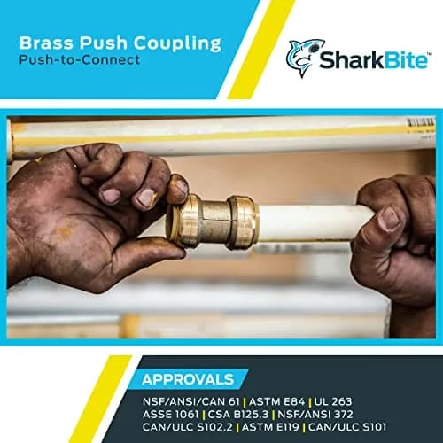 SharkBite 1/2 Inch Coupling Pack of 10 | Brass Push to Connect Plumbing Fitting for PEX, Copper, CPVC, PE-RT, HDPE thumbnail 5