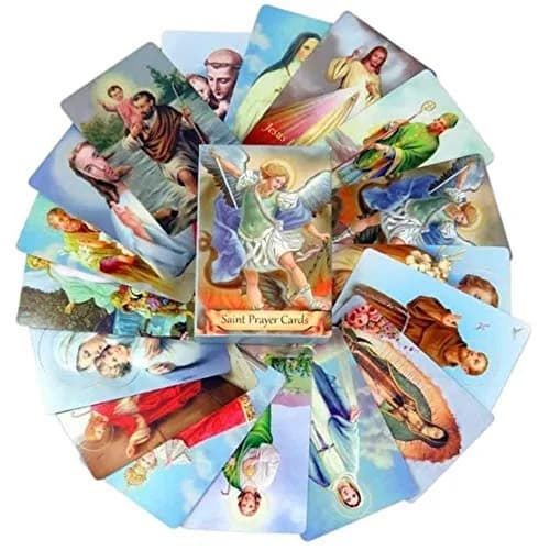 Autom Holy Cards Assorted Set of 54 | Catholic Saints & Prayers, 4"x2.5" thumbnail 1