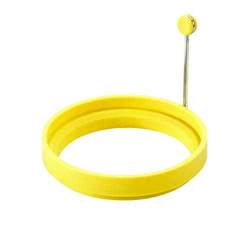 Lodge Silicone Egg Ring, PFAS-Free, Dishwasher Safe, Yellow | 4-inch Diameter, Collapsible Handle thumbnail 1