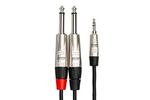 Hosa HMP-006Y Pro Stereo Breakout Cable - 3.5mm TRS to Dual 1/4-inch TS, 6 Feet | Connects portable media to pro audio gear thumbnail 3