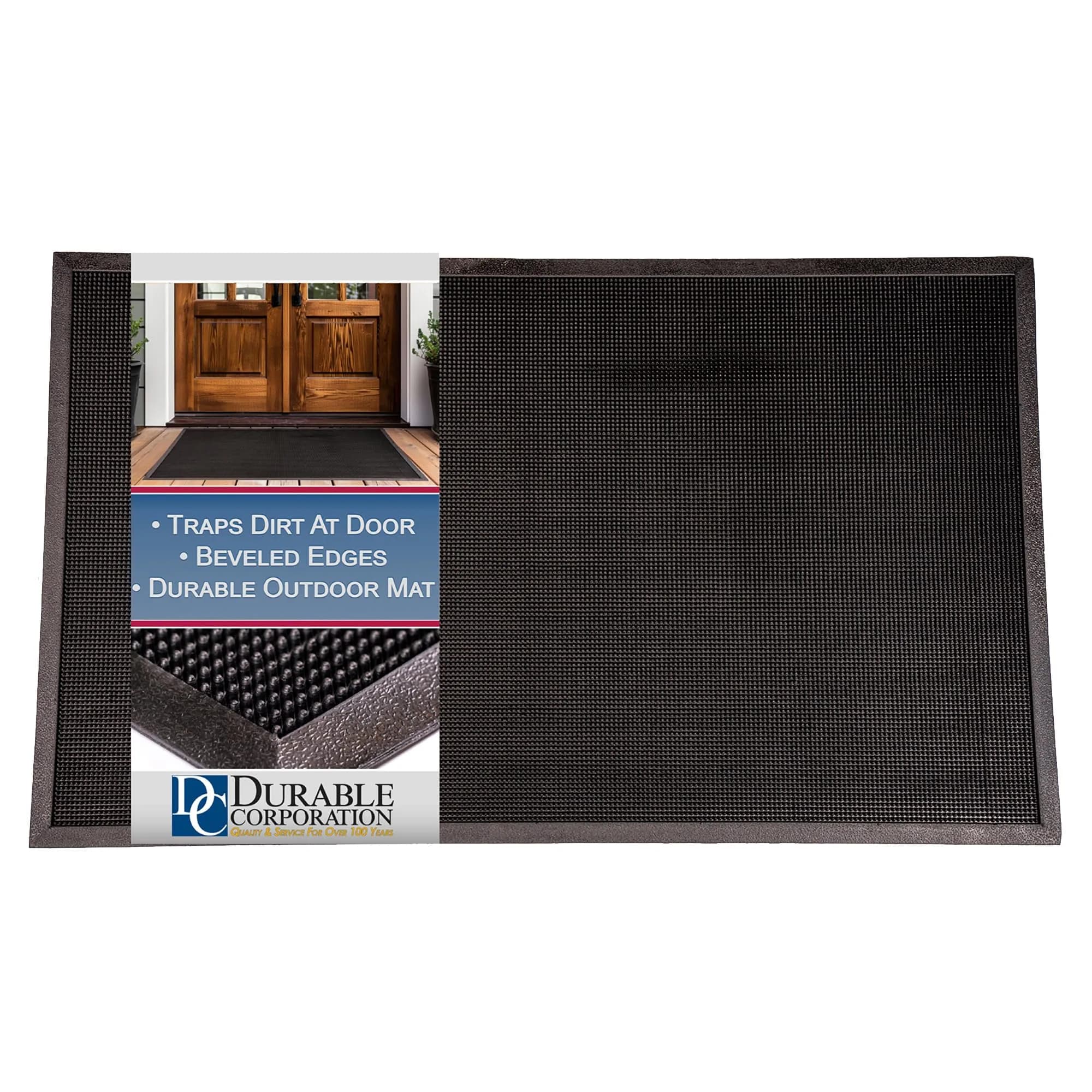 Durable Corporation Heavy Duty Rubber Fingertip Outdoor Entrance Mat 36" x 72" | Dirt & Moisture Removal