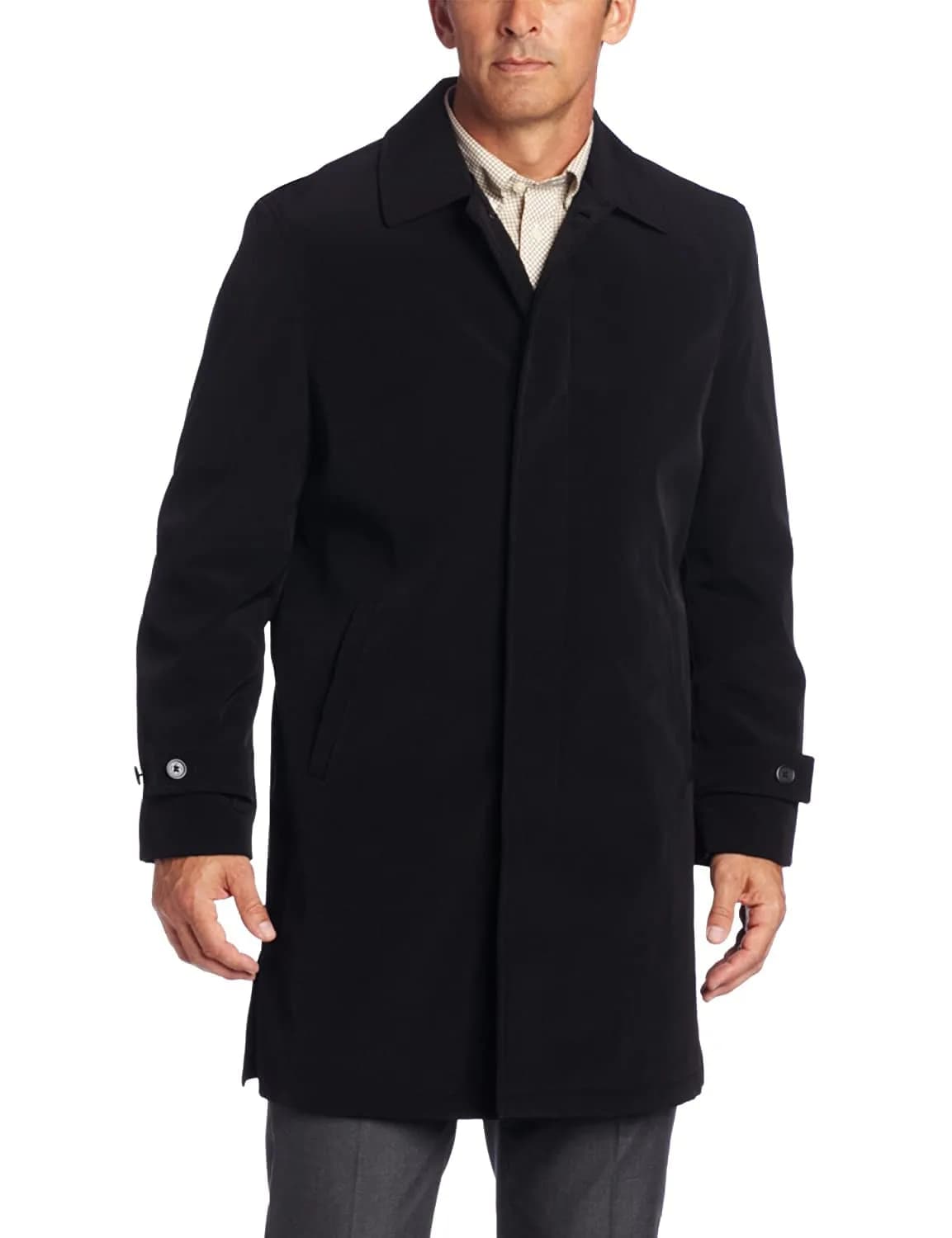 HART SCHAFFNER MARX Hartsdale All Weather Raincoat 3/4 Length Water-Repellent Black