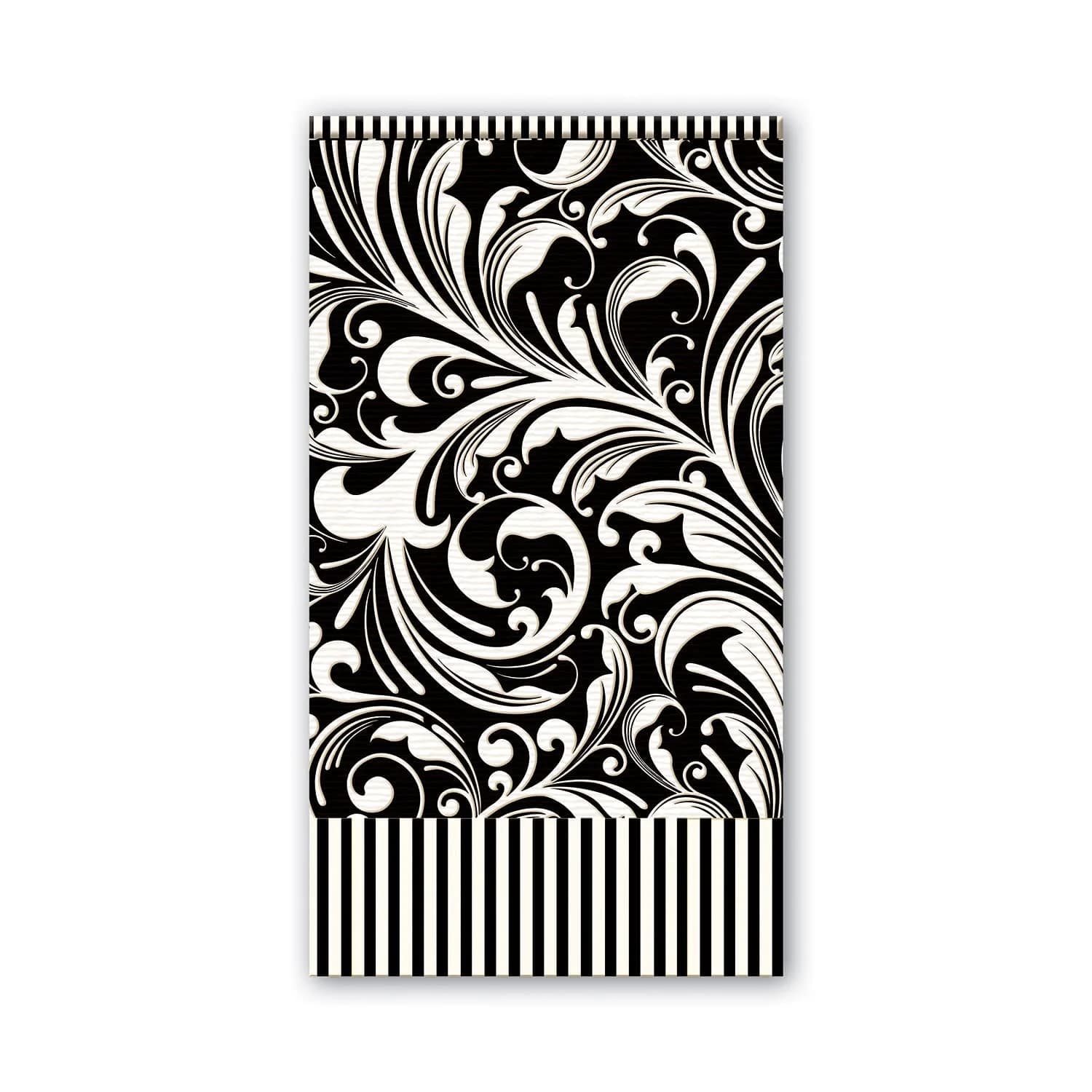 Michel Design Works Honey Almond Hostess Napkins | 15 Count, 4.375 x 7.875 inches — Black