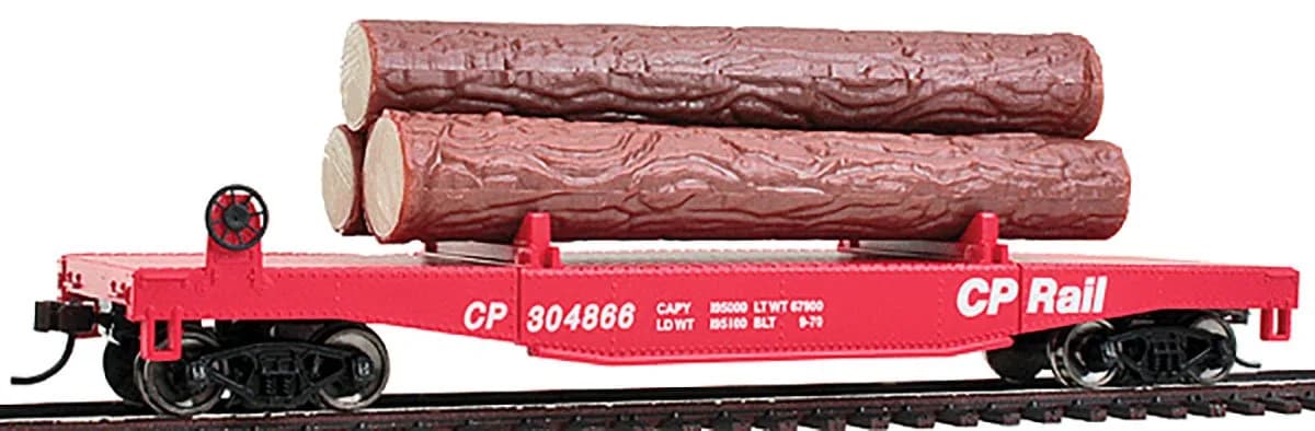Walthers Trainline Log Dump Car with 3 Logs, HO Scale (8.5" L x 1.5" W x 3.5" H) — 931-1771