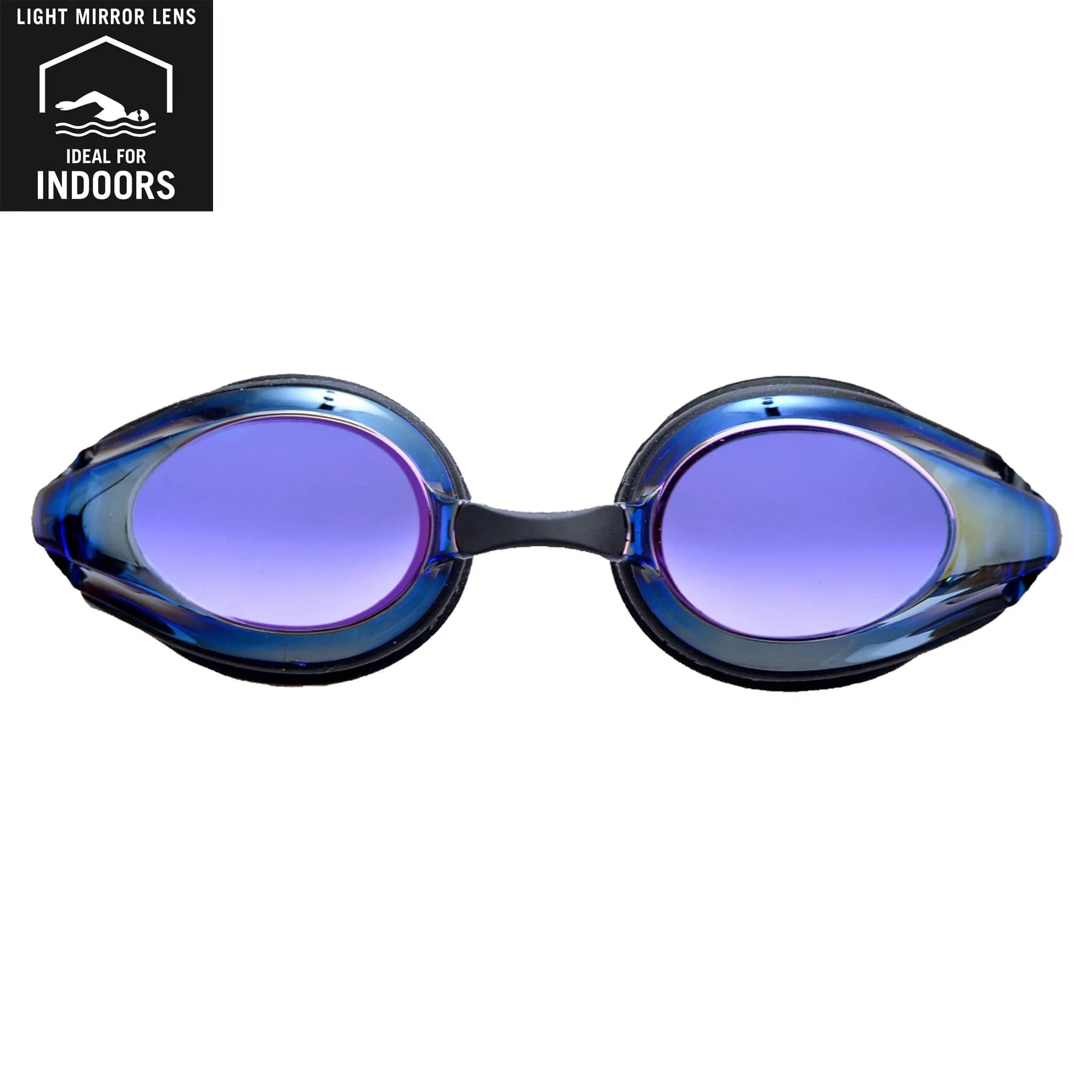 ARENA Tracks Adult Mirrored Racing Swim Goggles - Black/Blue Multi/Black - view 3