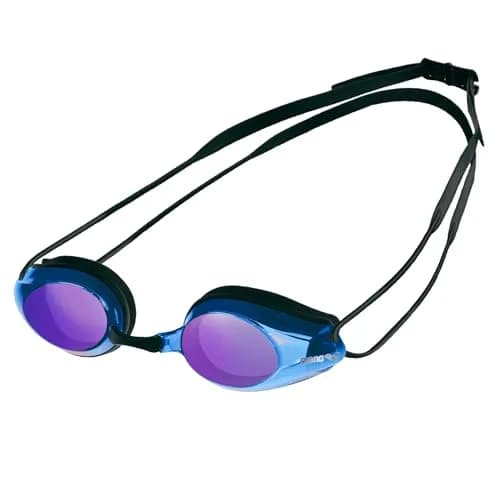 ARENA Tracks Unisex Adult Essential Racing Swim Goggles with FINA-Approved Anti-Fog Mirror Lens | Turquoise/Future Dusk/Water — Black / Blue Multi / Black / Adult Mirrored