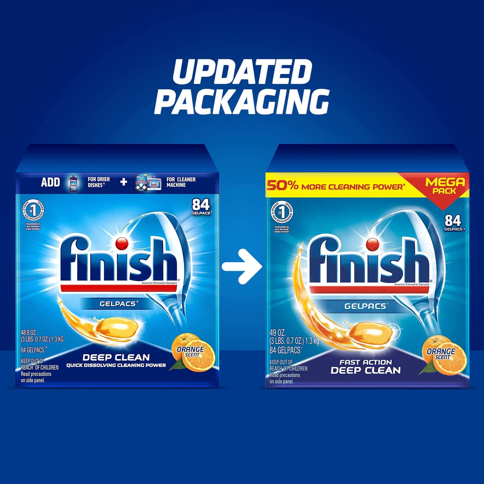 Finish Orange Scent Gelpacs Dishwasher Detergent Pods 84 Count | Fights Grease & Dried-On Food - view 5