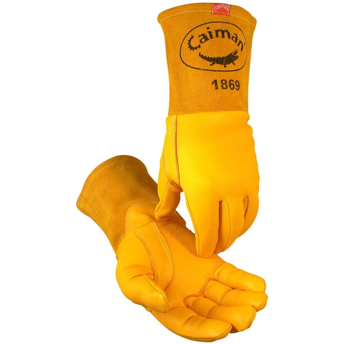 Caiman Top Grain Goatskin MIG Welding Gloves, Unlined, 4-inch Gauntlet, Gold, X-Large (1869-6) | Durable, Dexterous & Heat-Resistant