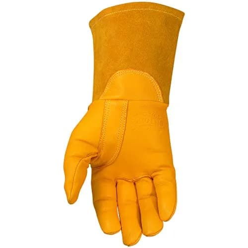 Caiman Top Grain Goatskin MIG Welding Gloves, Unlined, 4-inch Gauntlet, Gold, X-Large (1869-6) | Durable, Dexterous & Heat-Resistant thumbnail 4