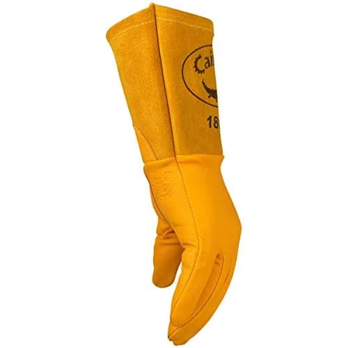 Caiman Top Grain Goatskin MIG Welding Gloves, Unlined, 4-inch Gauntlet, Gold, X-Large (1869-6) | Durable, Dexterous & Heat-Resistant thumbnail 5