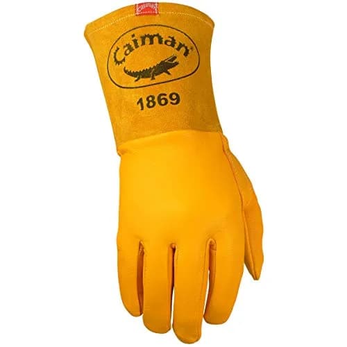 Caiman Top Grain Goatskin MIG Welding Gloves, Unlined, 4-inch Gauntlet, Gold, X-Large (1869-6) | Durable, Dexterous & Heat-Resistant thumbnail 2