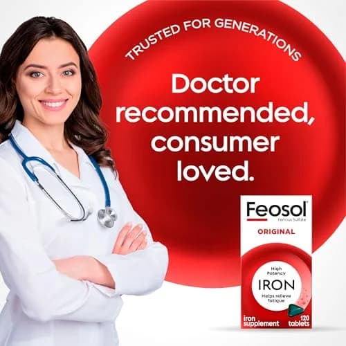 Feosol Original Iron Supplement Tablets 65mg (120 Count) | High Potency Mineral Supplement for Energy & Immune Support thumbnail 5