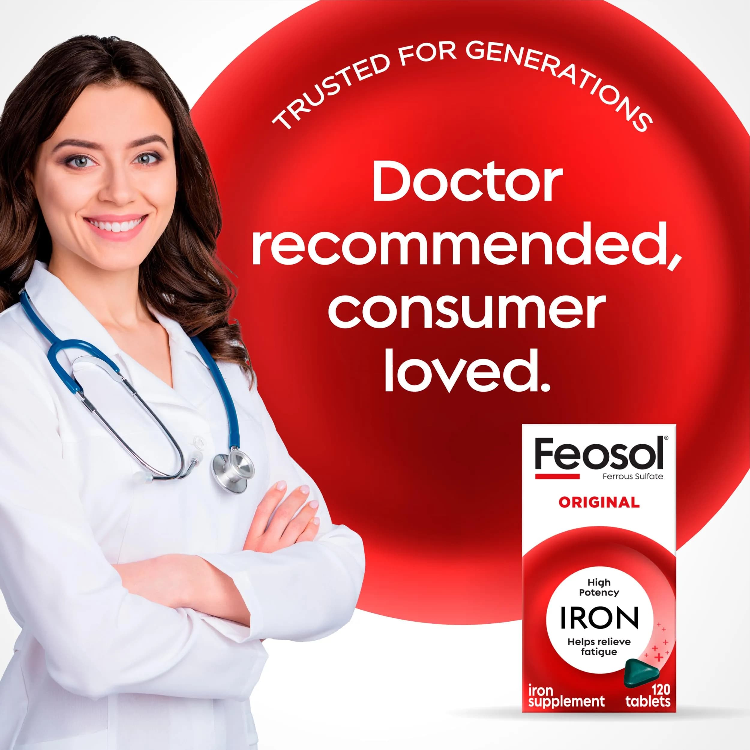 Feosol Original Iron Supplement Tablets 65mg (120 Count) | High Potency Mineral Supplement for Energy & Immune Support - view 5