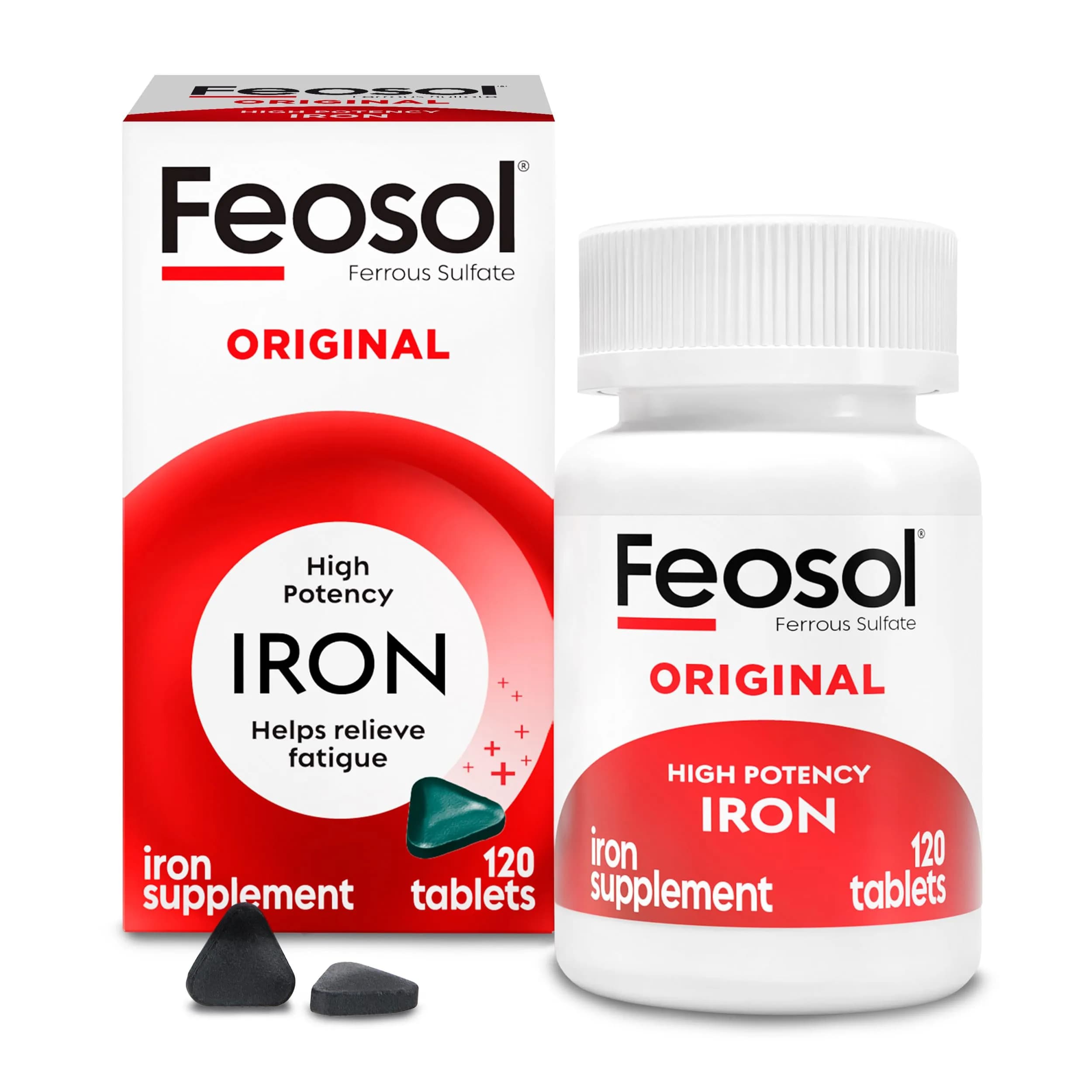 Feosol Original Iron Supplement Tablets 65mg (120 Count) | High Potency Mineral Supplement for Energy & Immune Support - main product image