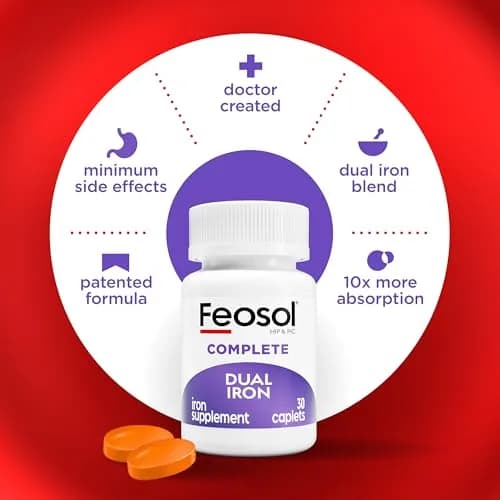 Feosol Complete Iron Supplement Caplets 30 Count | High Absorption, Gentle on Stomach thumbnail 3