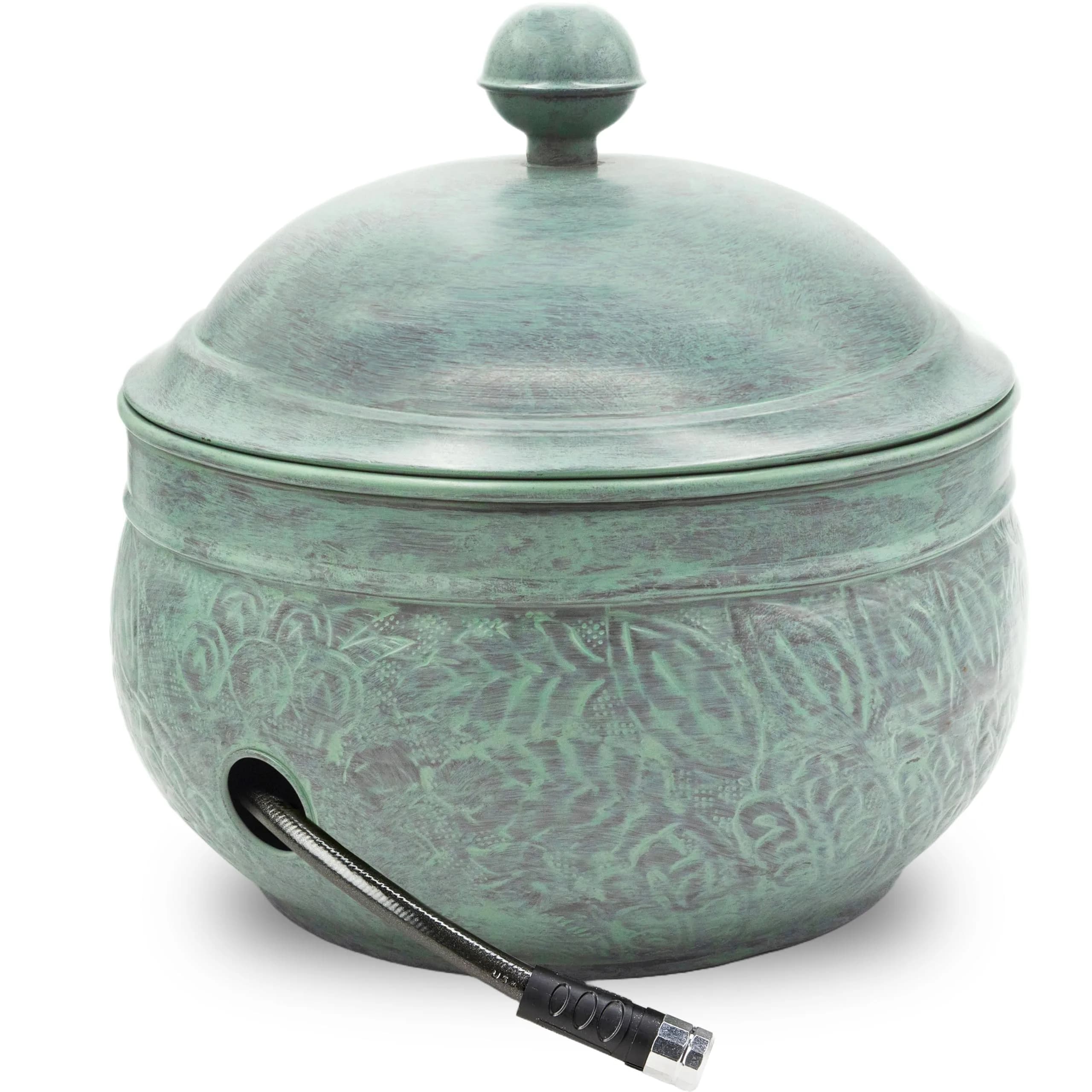 Good Directions Key West Hose Pot with Lid - Blue Verde | Garden Hose Storage & Decor