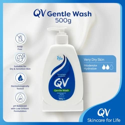 QV Gentle Wash 500ml (17 Fl Oz) | Soap-Free, pH-Balanced Cleanser for Sensitive Skin thumbnail 2