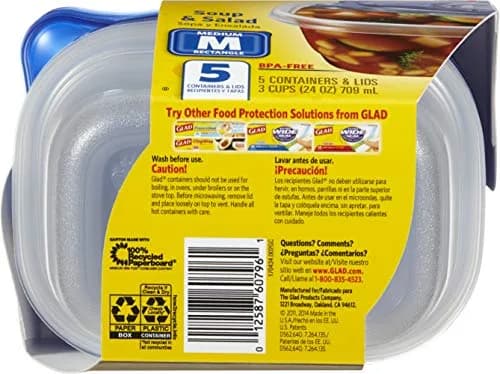 GladWare Medium Rectangle Snack Containers, 24 Oz (710 ml), 5-Count - Airtight & Leak-Resistant Food Storage thumbnail 2