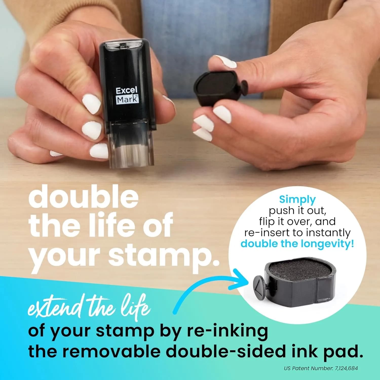 ExcelMark Smiley Face Self-Inking Teacher Stamp 5/8" Diameter | Reusable, Rapid Impressions (70-120 chars) thumbnail 5