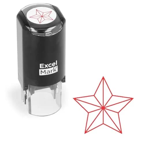 ExcelMark Self-Inking Round Teacher Stamp (Star) 1 inch x 1 inch | Thousands of impressions, easy alignment, red ink, double pad thumbnail 1