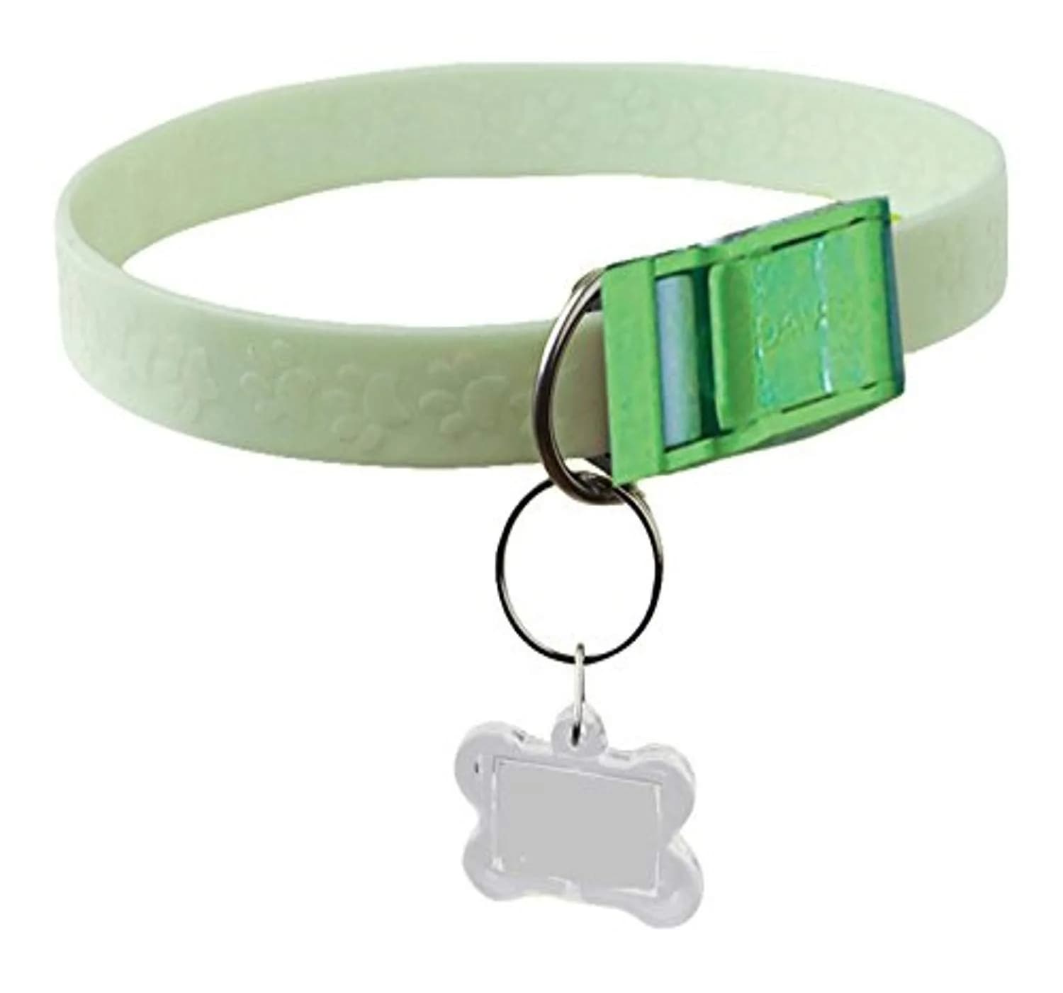 Davis Manufacturing FurEver Brite Glow in The Dark Pet Safety Collar, Small to Medium, Green | Waterproof Silicone, Night Visibility - main product image