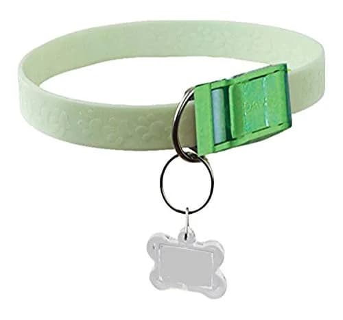 Davis Manufacturing FurEver Brite Glow in The Dark Pet Safety Collar, Small to Medium, Green | Waterproof Silicone, Night Visibility thumbnail 1