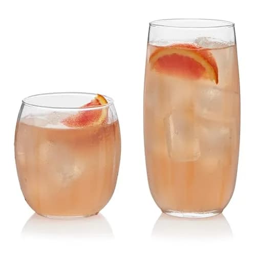 Libbey Samba Rocks and Tumbler Glass Cups Set of 16 | Versatile Dishwasher Safe Glassware thumbnail 1